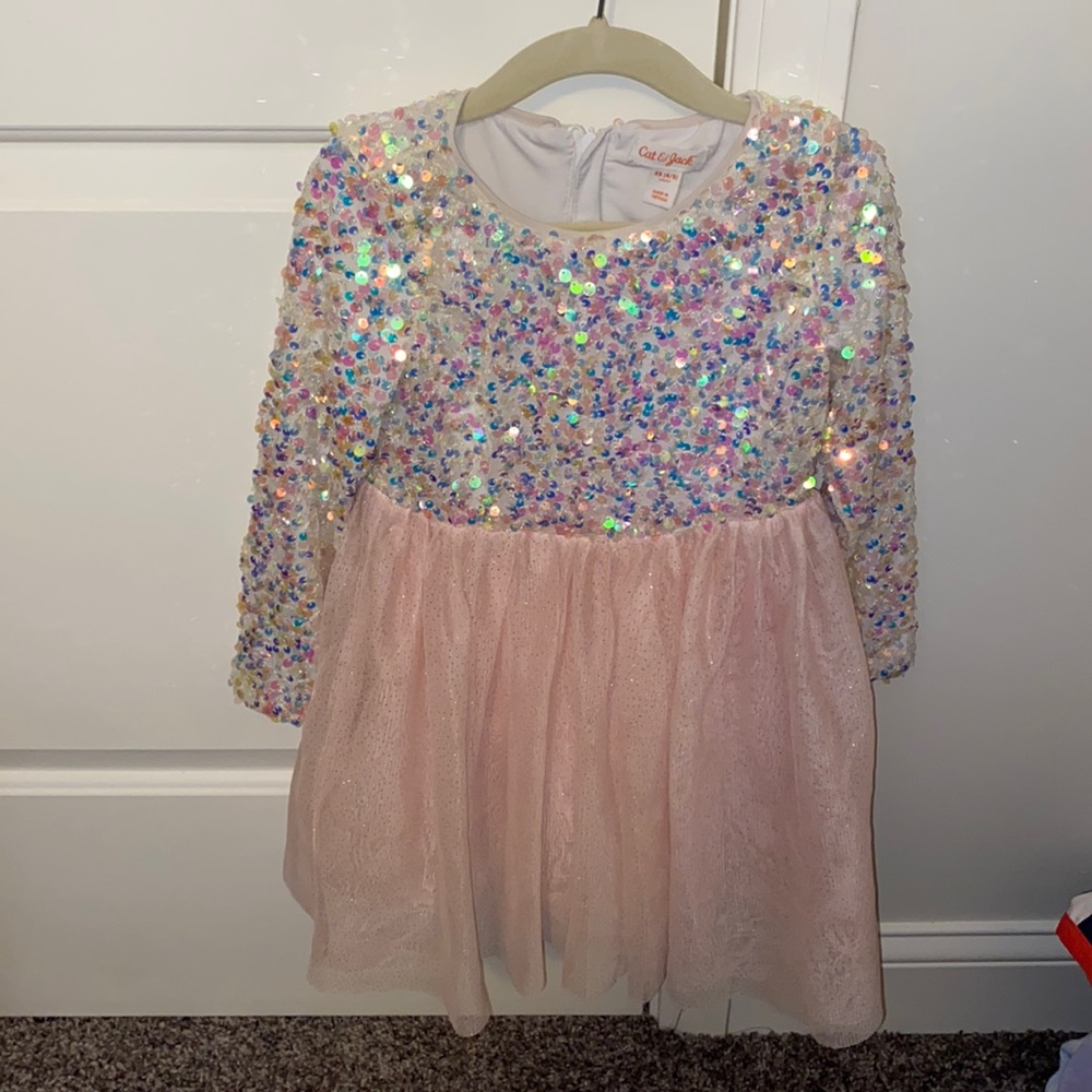 Girls sequin and tule pink dress
